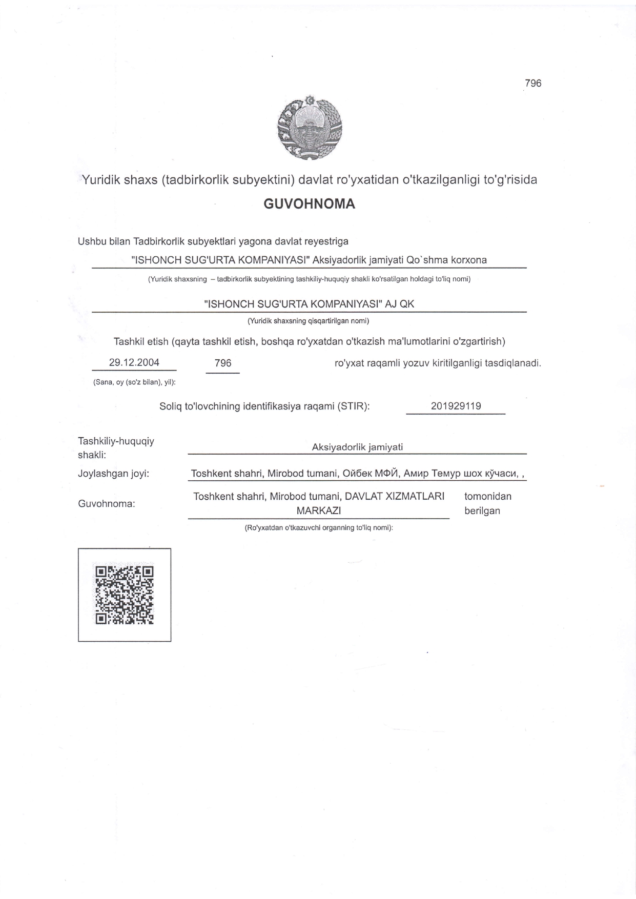 Certificate